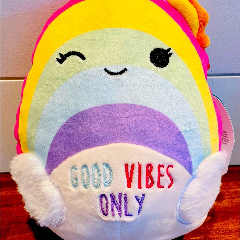 8 inch Rainbow Squishmallow named Sunshine will encourage you to have good vibes